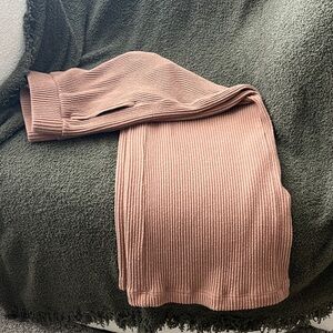 Blush Pink Ribbed Knit Skirt